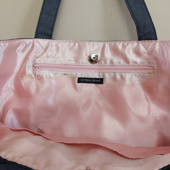 Victorias Secret Denim Corset Lace Up Tote curved shoulder Bag - Picture 6 of 7